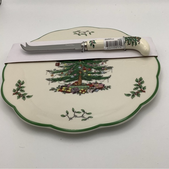 NIB Spode Christmas Tree Appetizer Plate and Knife - Picture 2 of 9